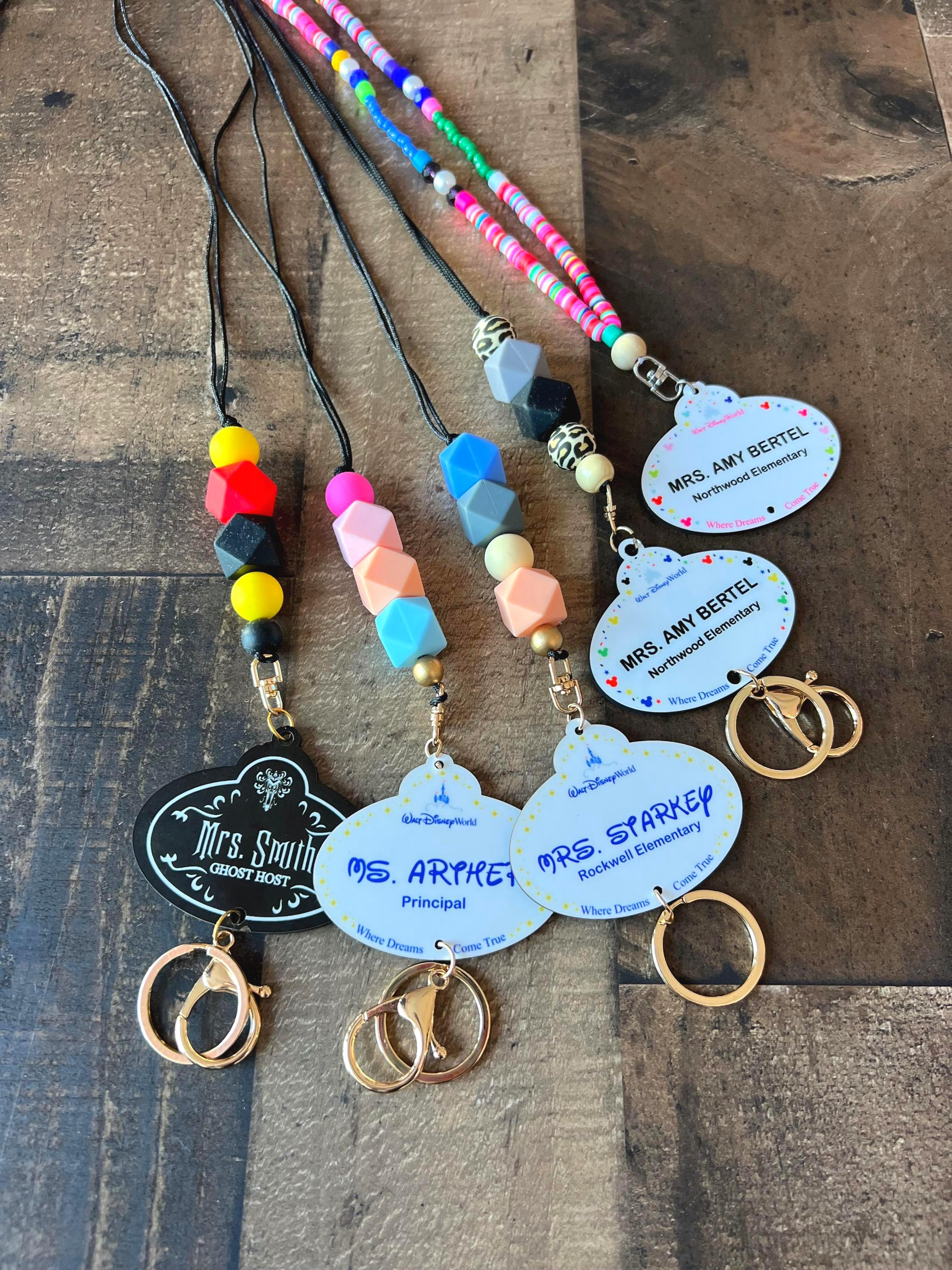 Teacher Mickey Lanyard, Personalized Disney Gift Badge, Name Tag