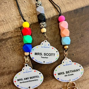 Teacher Mickey Lanyard, Colorful Personalized Disney Badge, Name Tag Disney Lanyard, Disney Lover Lanyard, Principle Staff Gifts, School Pin