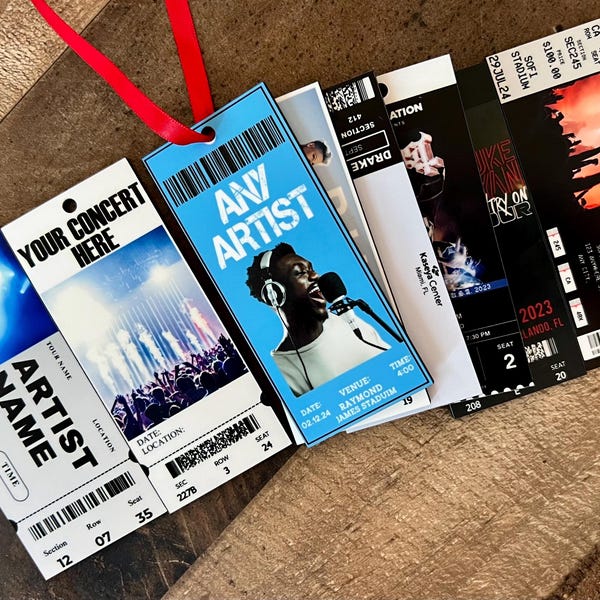 Concert Tour Ornament, Concert keychain Ornament, Concert ticket, Your own Custom, Concert Name tree Ornament