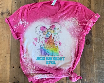 camisa de cumpleaños del reino mágico, linda camisa de cumpleaños de disney, la mejor camisa de cumpleaños, reino mágico blanqueado, castillo, cumpleaños