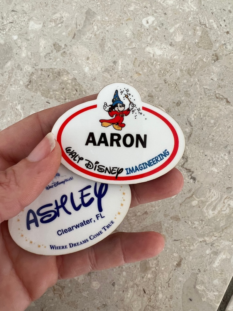 Disney Name Tag Pin Cast Member Badge Pin Custom Disney Pin Etsy