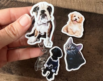 Bobina per badge per cani e gatti, Personalizza il tuo infermiere animale, Clip girevole per il tuo cane, Bobina per infermiere, Bobina per badge per insegnante