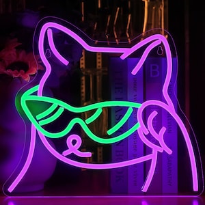 猫ネオンサイン、壁装飾用ハンドメイド猫ネオンサイン LEDネオンライトサイン 寝室 ゲームルーム 男の隠れ家 バー パーティー オフィスルーム 装飾 ギフト