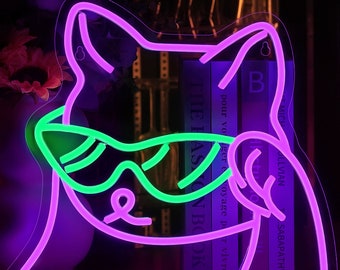Katzen-Leuchtreklame, handgemachte Katzen-Leuchtreklamen für Wanddekor-LED Neonlicht-Zeichen für Schlafzimmer Spielzimmer-Mann-Höhlen-Bar-Party Büroraum-Dekor-Geschenk