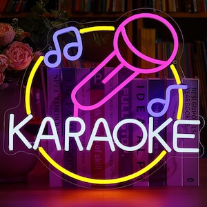 Insegne al neon per karaoke per decorazioni da parete, insegne al neon a barra LED fatte a mano per Man Cave Sala giochi Music Bar Pub Karaoke Party Regali di compleanno (5V)