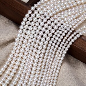 3.5-6mm Natural Freshwater Pearl Beads,DIY Pearl Necklace Bracelet,High Luster White Color Round Pearls Gift for Her,Wedding Christmas Gifts