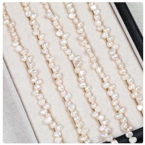 5-6mm Freshwater Pearl Beads Natural Genuine White Irregular Pearl Beads for Jewelry Making,Pearl Necklace Bracelets Making Gift,Full Strand