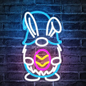 Letrero de neón de conejito de Pascua, luz de neón de Pascua para decoración de habitaciones, decoraciones de Pascua, regalo de Pascua, letrero de neón de Feliz Pascua para decoración de dormitorio de niñas y niños