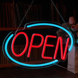Open Neon Sign, Led Open Signs for Business Coffee Shop Bar Hotel Office Florist Window,USB Neon Signs for Wall Decor,Bar Neon Sign,15.8x10&quot;