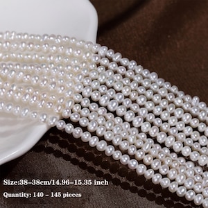 Freshwater Near Round Pearl,3mm 4mm Natural White Loose Pearl Beads Jewelry Necklace Bracelet Earrings Making,Gift for Her,Mother&#39;s Day Gift