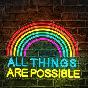 Tout est possible Néon, Néon LED pour décoration murale, Néon arc-en-ciel, Décoration de chambre au néon, Veilleuses USB pour bar de chambre