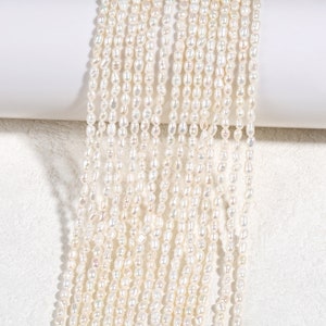 2.5mm Genuine Freshwater Small Seed Pearl Beads,DIY Pearl Necklace Bracelet Bridal Jewelry,White Fresh Water Rice Pearl Strand,Gift for Her