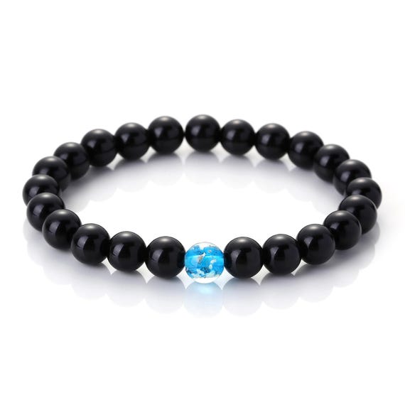 8mm Natural Crystal Stone Bracelets for Men Women,obsidian Beaded