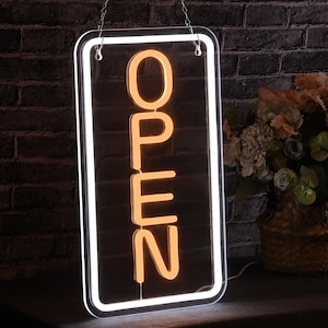 Letreros abiertos para negocios, letrero de neón abierto para decoración de pared, luz de neón de bienvenida para ventana, floristería, bar, salón, cafetería, restaurante, puerta, tienda, decoración, 16 x 9 pulgadas