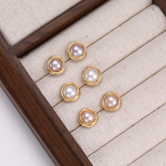 Orecchini Donna In Argento 925 Con Perle D'Acqua Dolce Qualità AAA - Placcati Oro 14K, Ipoallergenici, Confezione Regalo