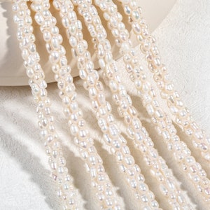 4.5mm Natural Freshwater Twisted Pearl Bead,DIY Pearl Necklace Bracelet,Rice Layered Pearl Strand,Gift for Her Wedding ,16.6-17.4&quot;,Wholesale