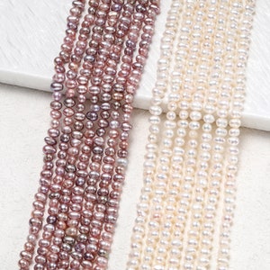 4-4.5mm Freshwater Pearl Beads Natural Pearl Beads for Jewelry Making,Pearls for Crafting,White Purple Pearl Bracelet Necklace Gifts Beads