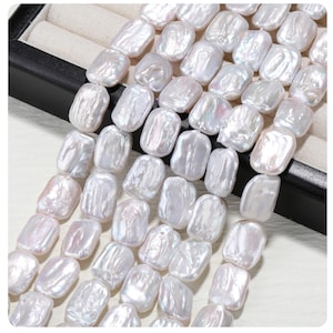 15X19mm Freshwater Square Pearls Beads DIY Large White Purple Coin Baroque Pearl,Fresh Water Pearl Strand,Gift for Birthday Wedding Jewelry