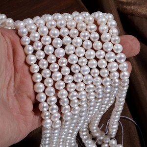 7-8mm Freshwater Pearl Beads,Natural White Loose Round Pearls DIY Necklace Bracelet Jewelry Making,Gifts for Mom,Gifts for Her,7mm 8mm Pearl