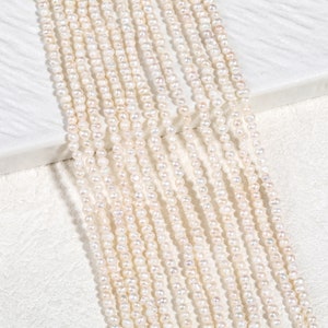 2-2.5mm Natural Freshwater Tiny Seed Pearl Beads,Potato Seed Pearls,Genuine Cultured Pearl Bead,Full Strand,DIY Jewelry Gift for Her Wedding
