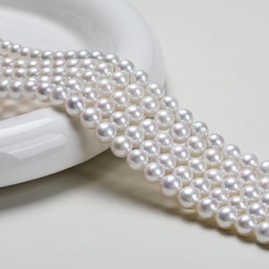 8mm 9mm Freshwater Round Pearl Beads Natural White Loose Pearls,DIY Necklace Bracelet Jewelry Making,Gifts for Her,Christmas Wedding Gifts