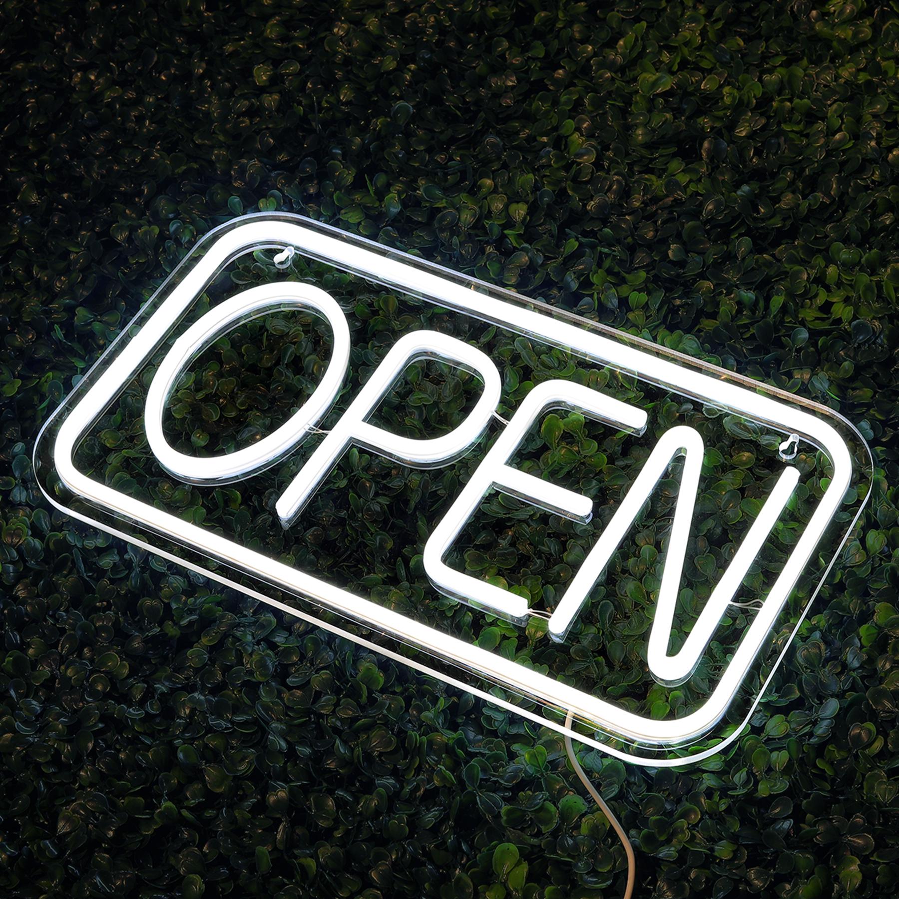 SIGNVIA Insegna Luminosa Al Neon "OPEN" 39,9 Cm - Cartello LED Con Luminosità Regolabile Per Negozi, Bar, Ristoranti E Decorazione Casa