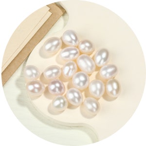 5 PCS,3-10mm Natural White Pink Purple Freshwater Rice Pearls, Fresh Water Oval Pearl Beads DIY Jewelry Accessories,Half Drilled Pearl Beads