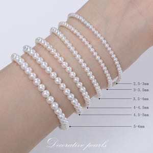 Real Pearl Bracelet,Small White Round Genuine Freshwater Silver Pearl Bracelet for Women Mother Birthday Wedding Anniversary Christmas Gifts