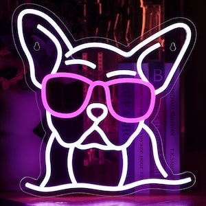 Dog Neon Sign,Handmade French Bulldog Neon Signs for Wall Decor Led Cool Puppy Neon Light Signs Anime Light Up Signs for Bedroom Pet Shop