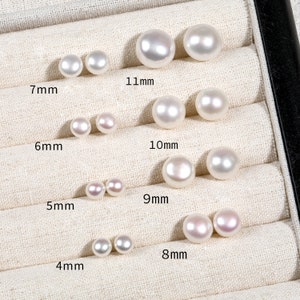 1 Pair 4mm 5mm 6mm 7mm 8mm 9mm 10mm 11mmm Pearl Earring for Women,Sterling Silver Hypoallergenic Freshwater Cultured Real Pearl Stud Earring