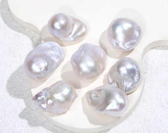 1 pièce, 17 x 27 mm, grande perle baroque blanche d'eau douce naturelle, perles en vrac, perles flammées pour collier de perles à faire soi-même, fabrication de bijoux, sans trou