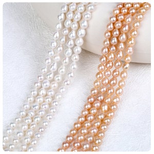 6-7mm Natural Freshwater Akoya Pearls Beads,Wedding Pearls,Genuine Cultured Droplet Pearl Bead,Full Strand,DIY Jewelry Gift for Her Wedding