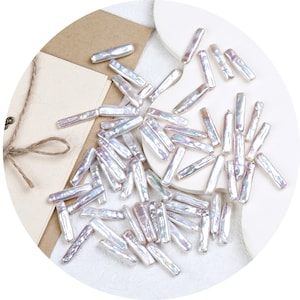 6x22mm Freshwater Silver Bar Pearl Beads,DIY Toothpick Pillar Pearl for Jewelry Making,Biwa Strip Loose Pearl,Gifts for Wedding(No Hole)