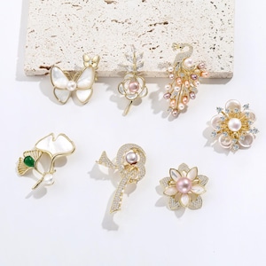 Süßwasser Perle Brosche Pin, Blume Schmetterling Schneeflocke Kristall Broschen Pins für Hochzeit Kleid Schals Schal Clip Kleidung Taschen Schmuck Geschenk
