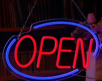 Open Neon Sign, Led Open Signs for Business Coffee Shop Bar Hotel Party Florist Window,USB Neon Signs for Wall Decor,Bar Neon Sign,15.8x10"