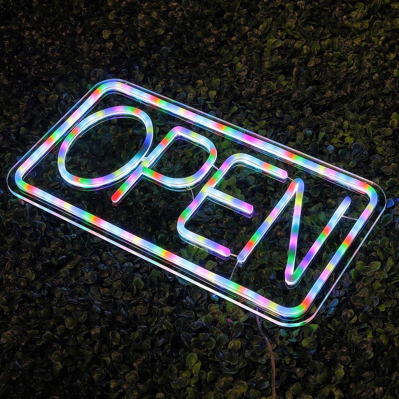LED Open Sign,15.7"x9" Bright Neon Sign,remote Control Color Changing ...