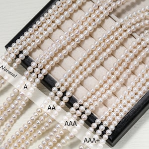 7-8mm Freshwater Round Pearl Beads Natural Genuine White Pearl Beads for Jewelry Making,Pearl Necklace Bracelets Making Gifts,Full Strand