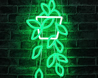 Flowerpot Neon Sign for Wall Decor,USB Light Up Sign for Home Bedroom Party Bar Flower Shop Decor Wedding Birthday Party Gifts for Her Him