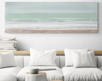 Minimalist Wall Art Canvas Print Painting Calming Wall Art Extra Large Long Narrow Horizontal Over Bed Ocean Beach Landscape Lake Home Decor
