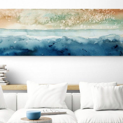 Horizontal Long Narrow Canvas Wall Art Clouds Landscape Over Etsy