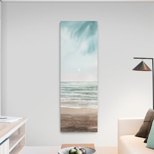 Long Narrow Vertical Beach Wall Art Canvas, Lake House Wall Art, Large Oversized Rectangular 20x60 Prints, Coastal Decor Artwork for Walls