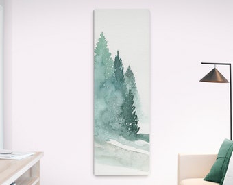 Pine Tree Art Nature Trees Vertical Narrow Tall Long Large Canvas Wall Art Prints, Forest Mountains Evergreen Pine Trees Home Room Decor