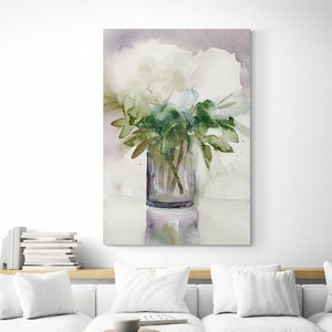 White Hydrangea Print Extra Large Canvas Wall Art Bedroom Over the Bed Decor Original Hydrangea Painting Floral Painting Hydrangeas Artwork