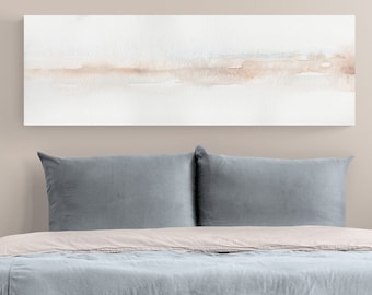 Over the Bed Wall Decor, Abstract Wall Art Neutral Tones Canvas Prints, Extra Large White Horizontal Long Narrow Panoramic Home House Decor