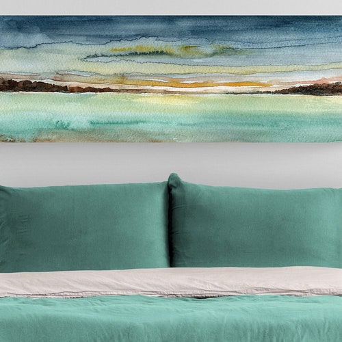 Colorful Horizontal Long Narrow Canvas Wall Art Above Bed Etsy