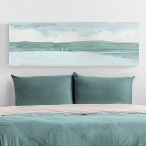 Coastal Landscape Large Canvas Horizontal Wall Art Prints Narrow, Bedroom Wall Decor Over the Bed, Living Room Above Couch House Home Decor