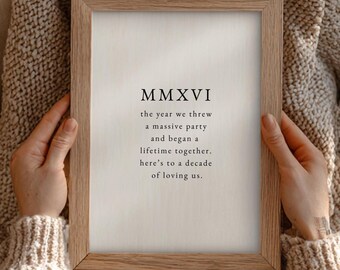 10 Year Anniversary Minimalist Wall Art • MMXVI Roman Numerals 2016 The Year We Began Forever Rolled Posters Unframed