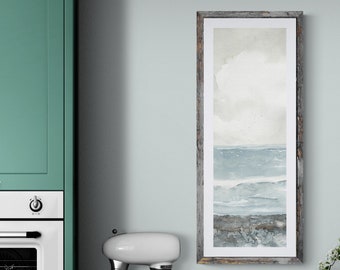 Calming Vertical Wall Art Digital Download, Beach Watercolor, 12x36 Tall Long Narrow Printable Wall Art, Instant Art, Living Room Wall Art