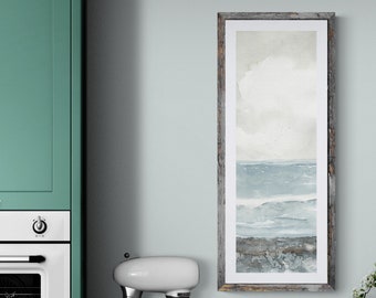 Art mural vertical apaisant en téléchargement numérique, aquarelle de plage, art mural imprimable 12 x 36 de haut, long et étroit, art instantané, art mural de salon