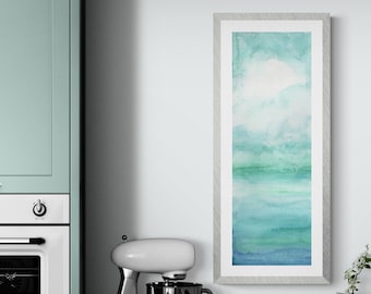 Art mural vertical abstrait numérique, Art mural imprimable Ocean Beach, 12x36 Tall Long Narrow Printable Art, Téléchargement instantané, Art téléchargeable